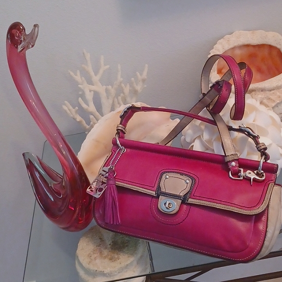 GORGEOUS BERRY COLORBLOCK FULLGRAIN LEATHER  COACH 70TH ANNIVERSARY WILLIS… - Picture 16 of 17